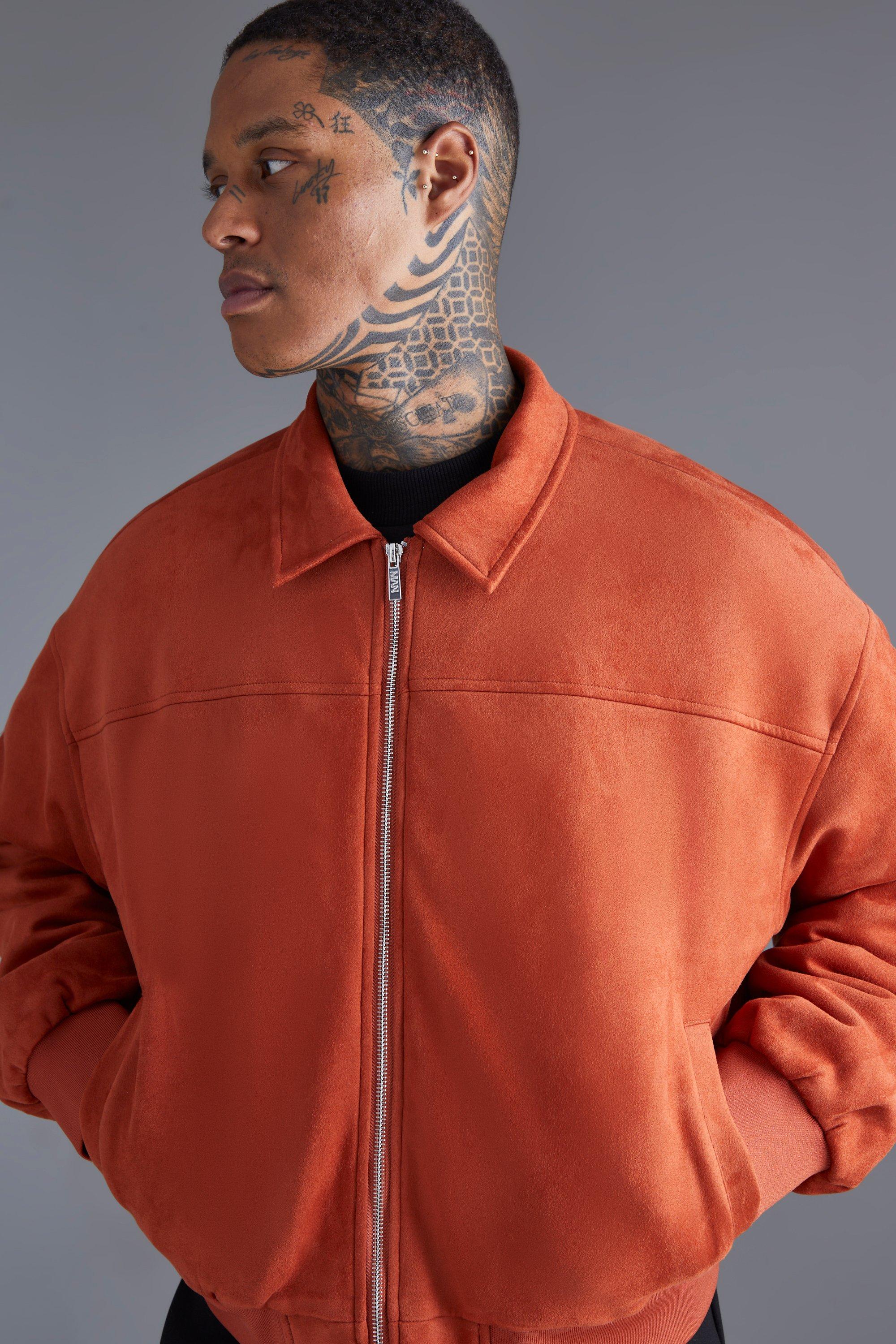 Faux suede bomber hot sale jacket mens